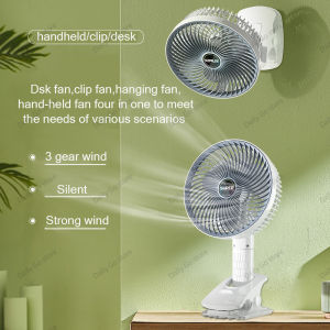 Portable Desk Fan Clip Fan 3 gear Handheld Fan Electric Fan 2000mah Mini Fan USB Rechargeable For School Adjustment