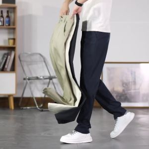 Quần Dài Nam Mùa Hè Chất Liệu Lyocell Nhẹ Kiểu Dáng Thẳng Phong Cách Thường Ngày Công Sở Có Thêu Cổ Điển Lưng Trung Bình Khóa Kéo.
