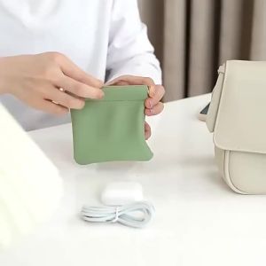 Mini Pouch Make Up Portable Tas Penyimpanan Lipstik Tahan Air Kosmetik PU Tas Kecil Tempat Pembalut Kabel Data Earphone Tas Kosmetik-🌹Tamia