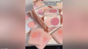 Two-color blushes palette soft pure Waterproof Powder Naturally pink&purple blush matte Matte Highlighter Blush Palette Pearly Blush Shiny Eyeshadow Multifunctional Face Makeup Palette Female Cosmetics