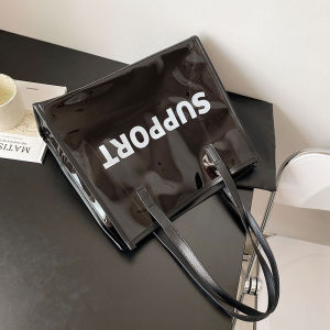 Large Capacity Waterproof Tote Bag Womens Summer 2025 New PVC Transparent Jelly Handbag Shoulder Bag Casual Single Shoulder Bag