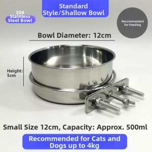 Stainless Steel 304 Hanging Dog Bowl Cat Water Dispenser Rabbit Feeder Anti-Flip Pet Feeder Suspension Feeding Bowl
