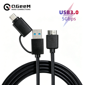 QGeeM USB3.0 A or C to Micro B Cable 5Gbps Micro Cables For External Hard Drive Disk HDD SSD MacBook Samsung Laptops Data Cord