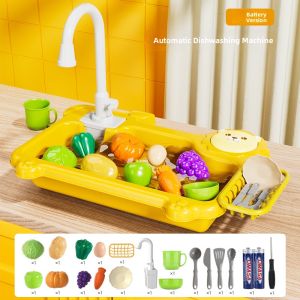 BABYSHOME | Child Dishwashing Station Toy with Faucet and Circulating Motor for Girls 2-3 Years