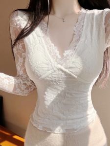 LUOFEN | Deep V Neck Seductive French Style Long Sleeve Underwear Top