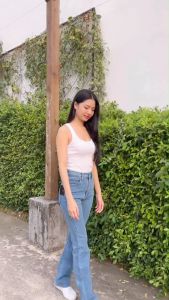 D - Luve - Hightwaist Cutbray Jeans Wanita Panjang