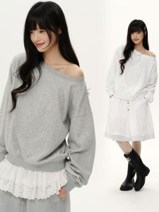 PSO Brand Womens Long Sleeve Loose Fitting Shoulder Bunch Hoodie Comfortable Cotton Spring Autumn Fashion Casual Streetwear