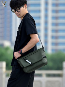 New Mens Large Capacity Waterproof Magnetic Buckle Crossbody Bag Casual Mailman Style Shoulder Bag with Lid Cover