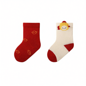 Chinese Style Occasions Thick Newborn Socks Mid-calf