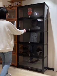 Multi-function Display Bookshelf Glass Door