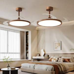 AOMAO | Invisible French Antique Style Minimalist Walnut Color Ceiling Fan Light Thin Design