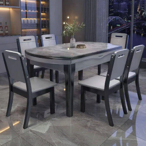 Multifunctional Foldable Extendable Round-Square Table and Chairs