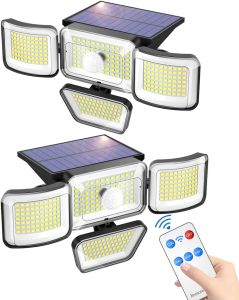 Solar Outdoor Lights 278LED IP65 Waterproof Motion Sensor Security Lights with Remote Control Solar Wall Lamp for Garden