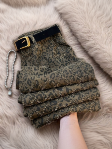 Slimming Straight Leg Leopard Print Casual Pants for Women High Waist Commute Style Fashionable Spring Autumn New Arrival