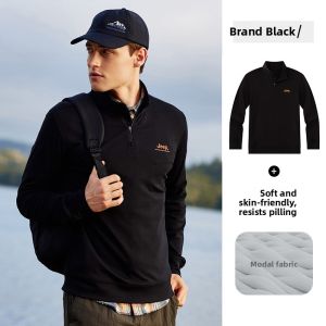 Jeep | Jeep Modal Fabric Long Sleeve Hoodie Sweatshirt Half Zipper Stand Collar Sports Shirt Mens Comfortable Breathable Casual Wear