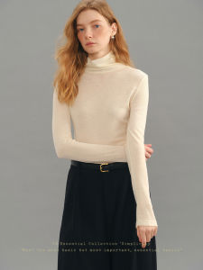 100% Wool High Neck Simple & Versatile Knit Sweater Womens