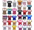 PLAIN COMBINATION BLOUZE SHIRT WITH BRAND PRINT FOR WOMEN WHOLESALE BUNDLE OF 6 OR 12 PCS PER ORDER. 