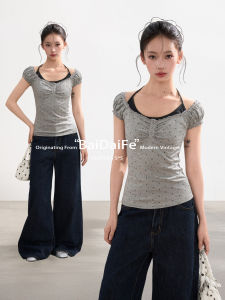 BAIDAIFEI | Hanging Neck Bubble Sleeve T-Shirt