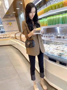 Brown Suit Outwear Female Short 2024 Spring and Autumn New Arrival K-style Casual Short Temperamental Small Tailored Suit Top