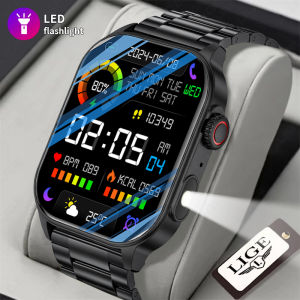 LIGE Smart Men Watch Outdoor Flashlight Military Watch Heart Rate Waterproof Sport Fitness Watches Bluetooth Call Smart Watch Men For Android IOS
