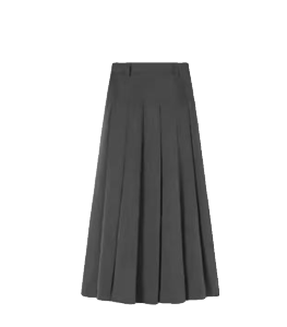 High Waist A-Line Midi Skirt Black Suit Style Women plus Size Conceal Hip Pleated Polyester Cotton Blend Spring Autumn