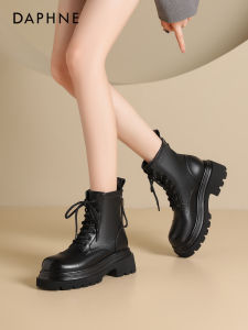 Daphne Martin Boots Womens 2024 New Autumn British Style Thick Bottom Heightening Slim Short Motorcycle Single Boots
