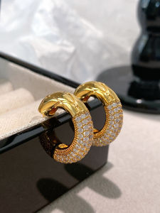 Full Drill Rhombus Pattern Earrings Luxury Sensation Small Fragrance Style Elegant Fashion Jewelry Fresh out Brand XMR