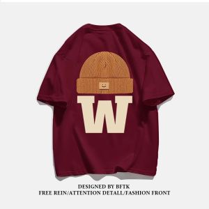 เสื้อยืดแขนสั้นผ้าฝ้ายแท้สำหรับผู้ชาย สไตล์ฮิปฮอป สีขาว ดีไซน์ย้อนยุค สไตล์อเมริกัน แฟชั่นสตรีท ลำลอง ฤดูร้อน 2024