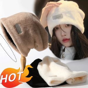 🔥Tiktok same style🔥Plush Beanies Hats for Women Winter Warm Solid Baggy Fleece Wool Skullies Hat Outdoor Coldproof Thicken Caps Female Gorros