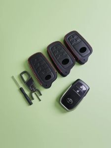 Leather Car Key Cover Case for 2023 2024 Toyota Tacoma Fortuner Corolla Venza Grand Highlander RAV4 XSE Prime Land Cruiser Hilux
