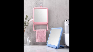 Hangable Bathroom Towel Mirror Compact Foldable Design for Easy Storage and Use