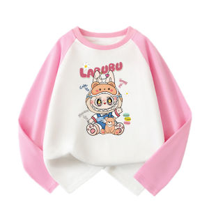 Cute Girls Summer Short Sleeve T-Shirt Inner Wear Long Sleeve Base Shirt Childrens Clothing Cotton Breathable round Neck Top