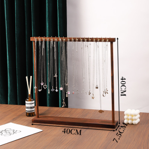 Simple Walnut-colored Wooden Jewelry Display Stand For Necklaces Pendants Wood Jewelry Storage Display Jewelry Display Props