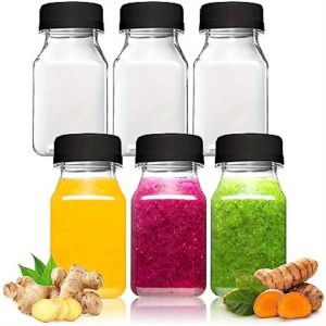6pcs Bottles - GenerousCapacity Leak Proof Freezer Safe with Secure Black Caps - Perfect for Liquids and Frozen Treats