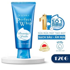 Sữa Rửa Mặt Senka Perfect Whip Beauty Foam Facial Wash 120g Chiết Xuất Tơ Tằm Trắng Sạch Sâu Cấp Ẩm