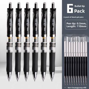 Morning Light Fun Write Neutral Pen ST Tip Quick Dry K35 Press Type Water Pen Student Special Water Soluble Exam Question Brush Smooth Signing Pen High Aesthetic round Ball Pen Carbon Black