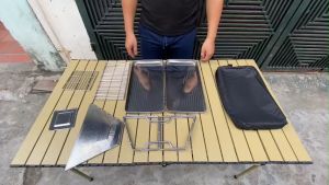 Bếp Nướng Than Hoa Inox Chữ Nhật Thiết kế tháo rời dễ dàng mang đi du lịch hoặc dã ngoại