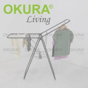 OKURA Gullwing Drying Rack Double Layer Butterfly Foldable Clothes Hanger Dryer Rak Baju Penyangkut Baju Penyidai Baju
