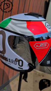 HELM JS ARMOR MOTIF ORIGINAL SNI VISOR SILVER