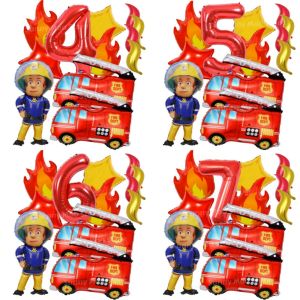 Hasbro | Fireman Sam Firefighter Theme Balloon Fire Truck Design Birthday Decor Helicopter Balloon Foil Balloon for Birthday Party