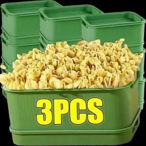 3pcs Microgreens Sprout Trays / Double Layer Sprout Hydroponics Plate / Garden Soilless Cultivation Seedling Pot / Breathable Bean Sprouts Seedling Pots