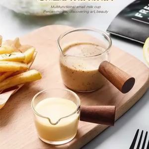Thickened Glass with Wooden Handle Espresso Cup Mini Milk Cup