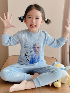 Princess Elsa Childrens Modal Home Clothes Air Conditioner Suit Short Sleeve Shorts Set Snow White Sleepwear Kids Home Suit