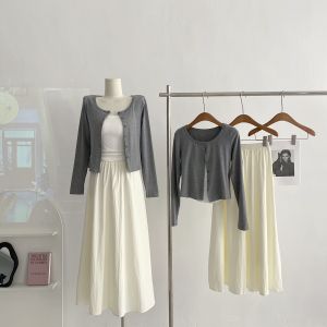 คอยูแขนยาวถักเย็น เสื้อสเวตเตอร์ ผู้หญิง เฉพาะกลุ่ม ดีไซน์ Sense คาร์ดิเกน สบาย ผ้าวิสโคส ผ้าเดินทางสไตล์พอดีปกติ