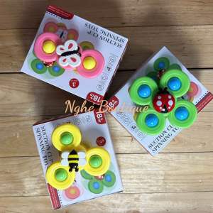 SET 3 Con Quay Dán Tường Hít Chân Không - Bộ 3 Chong Chóng Spinner Hình Côn Trùng Ngỗ Nghĩnh Cho Bé