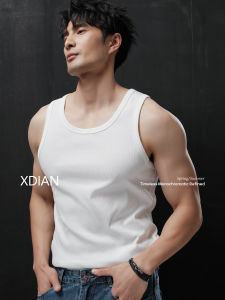 New Upgrade Ice Sensation Thread Cotton American Style Vest Mens Fitness Sleeveless T-Shirt Summer Heavyweight 220G