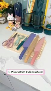 KAMJE Pisau Set Dapur 6 in 1 Daging Super Tajam Anti Lengket Stainless Steel KMJ002