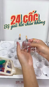 Bộ giác hơi không dùng lửa 24 cốc an toàn cho da đầy đủ phụ kiện dễ dàng sử dụng và an toàn vệ sinh.