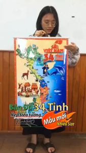 Mẫu 1 Hot! Tranh Nẹp treo Bản Đồ Việt Nam 34 tỉnh thành