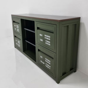 Industrial Style Iron Art Mobile TV Console Garage Storage Cabinet Creative Prep Dining Sideboard Metal Frame Structure